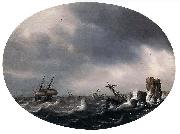 Simon de Vlieger Stormy Sea France oil painting artist